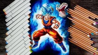 Drawing Goku Super Saiyan God Super Saiyan Slumbering Beast [upl. by Bedelia]