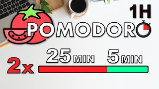 1H Pomodoro Technique  Study Timer 2x 25 Min  Focus Session [upl. by Anitreb]