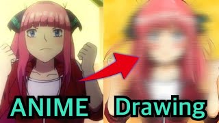 【五等分の花嫁】作画崩壊した中野二乃をリメイクしてみたDrawing Nino Nakano from The Quintessential Quintuplets [upl. by Mchale659]