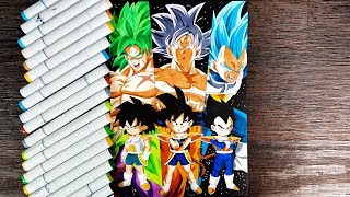 Drawing Goku Vegeta and Broly  Dragon Ball Super Broly Special [upl. by Feigin]