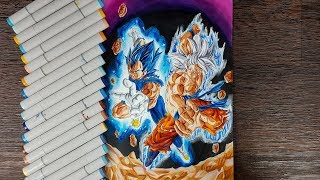 Drawing Goku Mastered Ultra Instinct and Vegeta Super Saiyan Blue Evolution [upl. by Ermine]