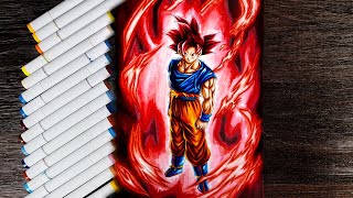 Drawing Goku Super Saiyan God  Transcended Saiyan [upl. by Coridon]