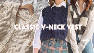 Knit a Classic VNeck Vest  StepbyStep DIY Knitting Pattern [upl. by Nnaycnan]