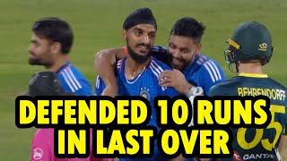 Arshdeep Singh defended Just 10 Runs in Last Over against Australia  Ind vs Aus 5th T20 Last Over [upl. by Vassili89]