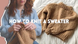 How To Knit a Chunky Sweater  Beginner Friendly Step by Step DIY Tutorial [upl. by Larrabee820]