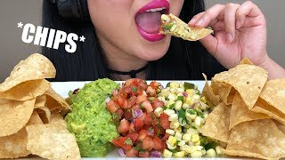 ASMR CHIPOTLE CHIPS  Eating Sounds  GUACAMOLE  PICO DE GALLO  CORN SALSA  ASMR Phan [upl. by Melodie339]