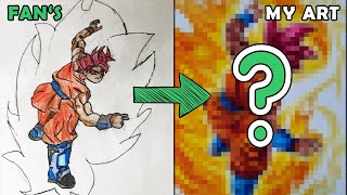 Drawing Goku God  Redraw fans Drawing [upl. by Arot]