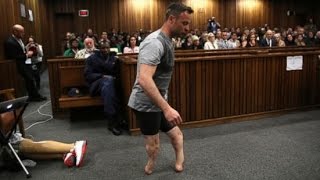 Oscar Pistorius Removes Prosthetic Legs in Court [upl. by Trella905]