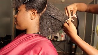 Natural Hair Salon Visit  Blowdry amp Trim [upl. by Tenom]