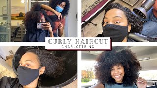 MY FIRST NATURAL HAIR SALON VISIT IN CHARLOTTE NC CURLY CUT [upl. by Leclair]