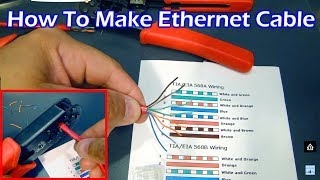 How To Make Ethernet Cable RJ45  Straight Through amp Crossover [upl. by Aicirtam]