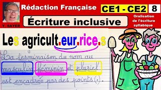 Masculin féminin et pluriel en écriture inclusive  Français ce1 ce2  8 [upl. by Idden]