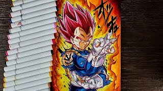 Drawing Vegeta Super Saiyan God Power and Pride [upl. by Sotos]