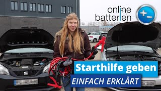 Starthilfe geben  Tutorial  Batterie überbrücken [upl. by Arlene909]