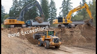 Excavators At Work Digging And Loading Dump Trucks For Earth Work Excavation Project [upl. by Ferdinanda]