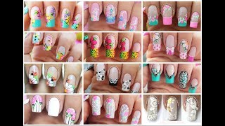 ♥ COMPILACIÓN de DISEÑOS de UÑAS FLORES ♥ Deko Uñas [upl. by Atenaz]