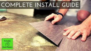 How To Install Glue Down Vinyl Plank Flooring  Bathroom Concrete Floor [upl. by Fechter]