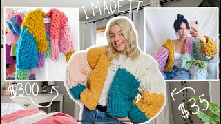 how i hand knit the colorful chunky sweater from instagram  diy colossal cardigan [upl. by Gavrielle]