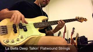 Flatwound Strings Comparison La Bella Deep Talkin Flats VS ThomastikInfeld Jazz Flats [upl. by Hillegass]