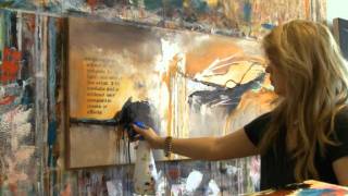 Abstract acrylic painting demo  Acrylmalen abstrakt im Großformat [upl. by Hibbs235]