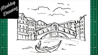 How to Draw Rialto Bridge  Venice [upl. by Lowell232]