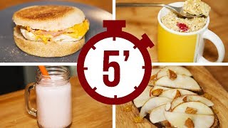 PETIT‑DÉJEUNER  4 RECETTES À FAIRE EN 5 MINUTES [upl. by Attenej]