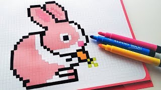 Handmade Pixel Art  How To Draw a Bunny pixelart [upl. by Nahtanaj]