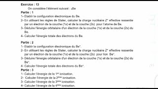 Exercice  13  Atomistique [upl. by Adamek]