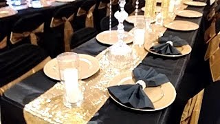 DIY BLACK AND GOLD TABLE SETTING BLACK AND GOLD WEDDING BLACK AND GOLD TABLE SETTING DOLLAR TREE [upl. by Anicnarf567]