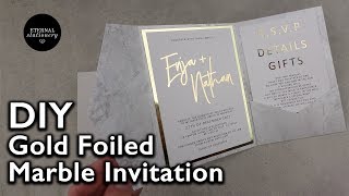 Modern Gold Foil Marble Pocketfold Invitation  Wedding Invitations DIY  Heidi Swapp Minc [upl. by Bechler]