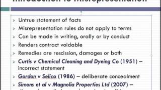 Misrepresentation Lecture 1 of 4 [upl. by Nally]