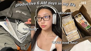 STUDY VLOG  6AM productive days in my life lots of studying booktok haul amp glass skin routine [upl. by Enttirb816]