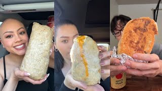 CHIPOTLE BURRITO TikTok ASMR mukbang compilation [upl. by Chapland]