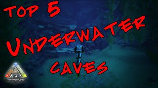 Top 5 Underwater Cave  Base Locations 2021 Ark The Island [upl. by Rairb]