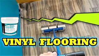 How to glue down and seam Vinyl sheet flooring [upl. by Nyrhtak777]