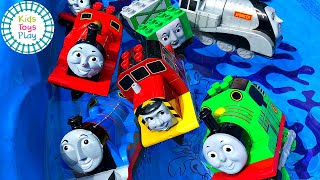 Thomas the Train Duplo Toy Train Races and Crashes [upl. by Stav]