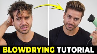 HOW TO USE A HAIR DRYER  Blowdrying Tutorial  Mens Hairstyle Tutorial 2022 [upl. by Eilerua627]