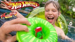 Hot Wheels Cars Pool Floaty Trick Shots [upl. by Norahs895]